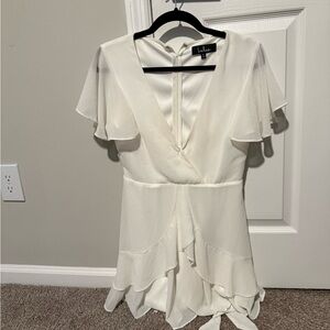 White Flutter Sleeve Dress